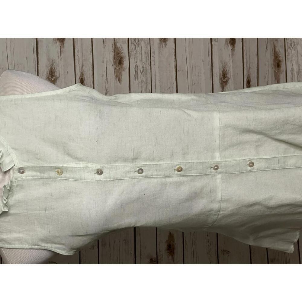Worth New York pleated collar sleeveless button-up linen-blend shirt Size 12 - Picture 3 of 7